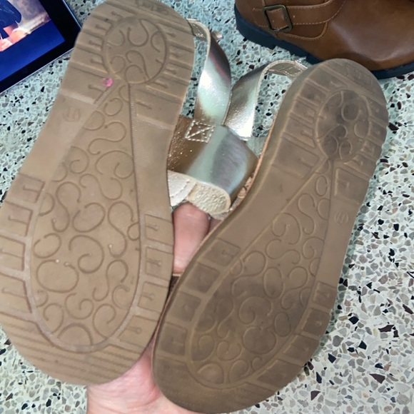 Girls Bundle of Shoes Brown Boots Gold Sandals Sneakers Shoes Size 11 - Picture 3 of 7